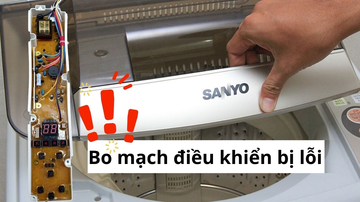 lỗi u4 máy giặt sanyo do bo mạch điều khiển bị lỗi