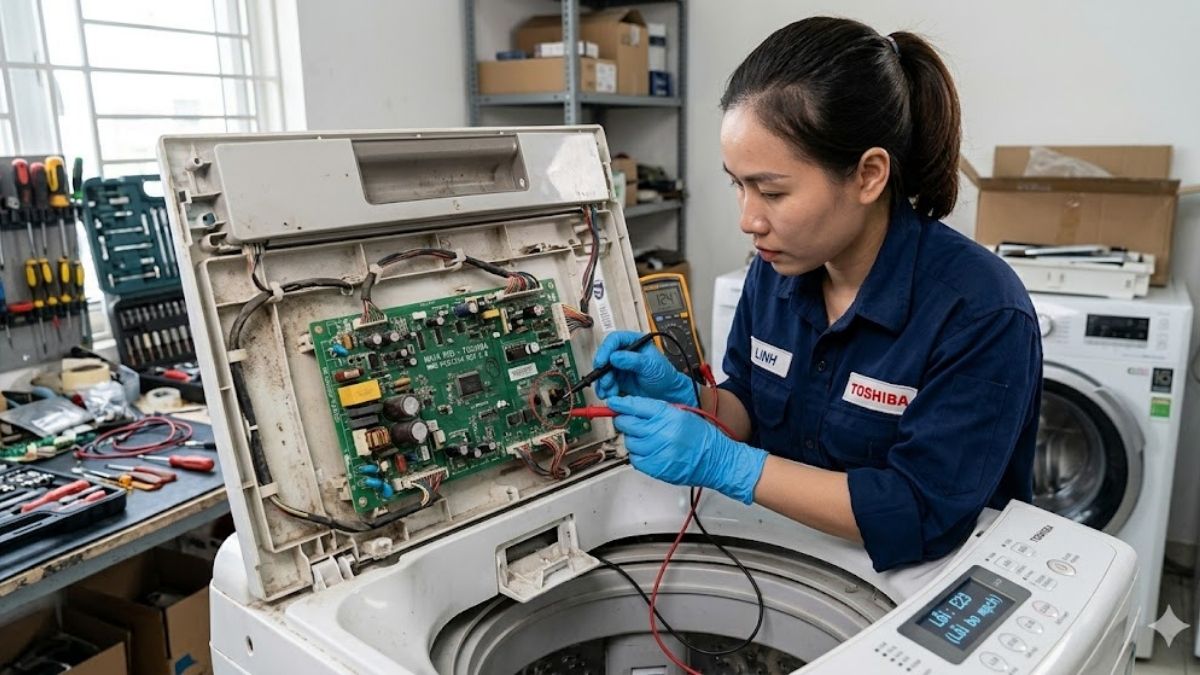 mã lỗi máy giặt toshiba inverter do bo mạch điều khiển