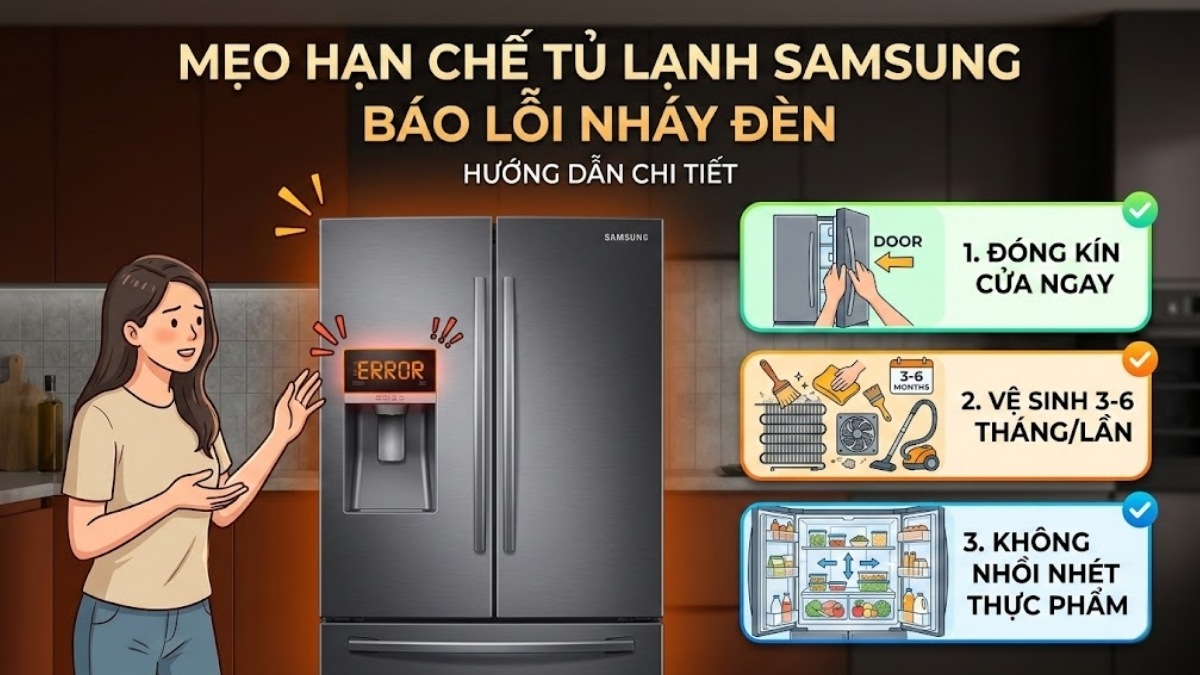 Cách hạn chế tủ lạnh samsung inverter báo lỗi nháy đèn