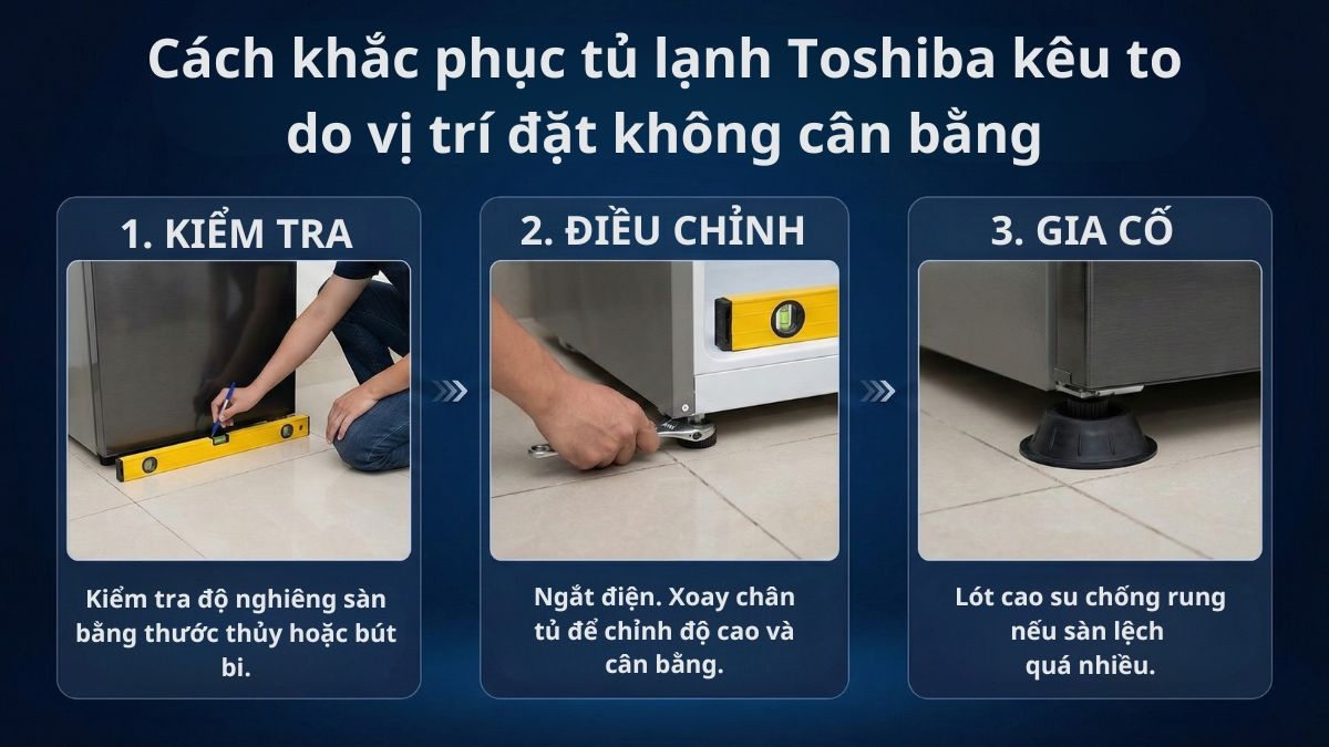 Cách sửa lỗi tủ lạnh toshiba kêu to