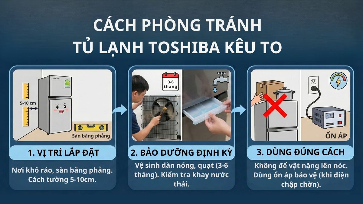 Cách hạn chế tủ lạnh toshiba kêu to