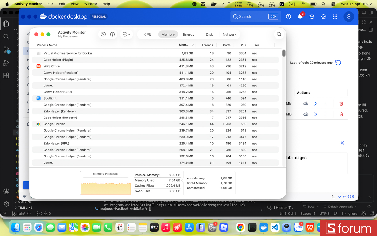 Tác vụ hỗn hợp giữa văn phòng và lập trình trên MacBook Neo
