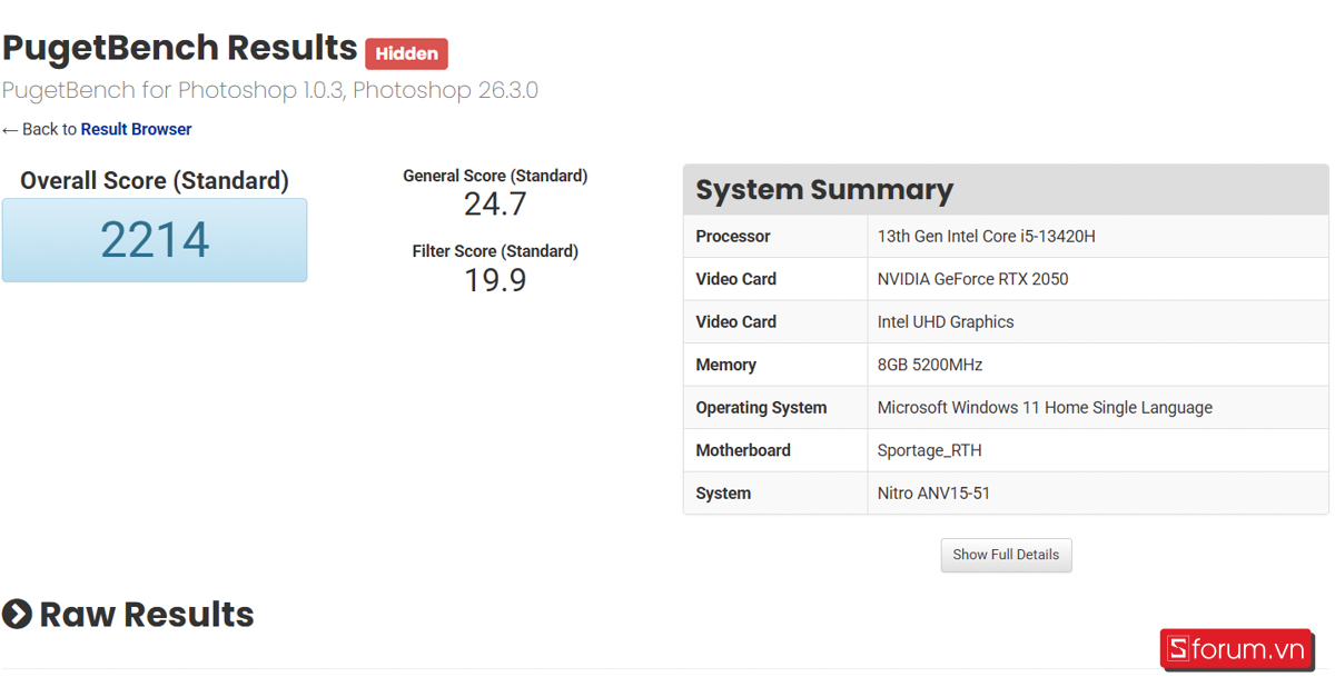 Benchmark Acer Nitro V 15