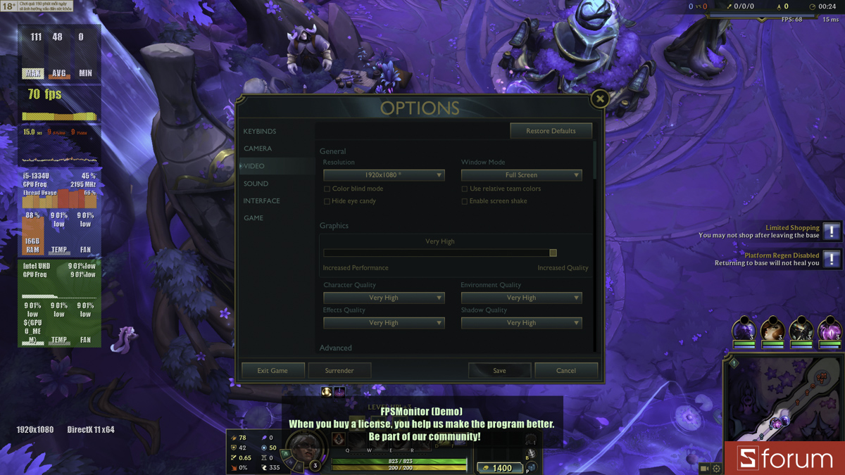 Liên minh huyền thoại trên ASUS ExperBook P1