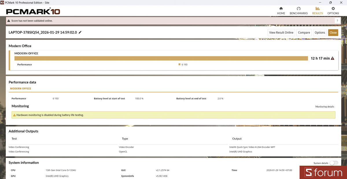 Thời lượng pin trên ASUS ExperBook P1