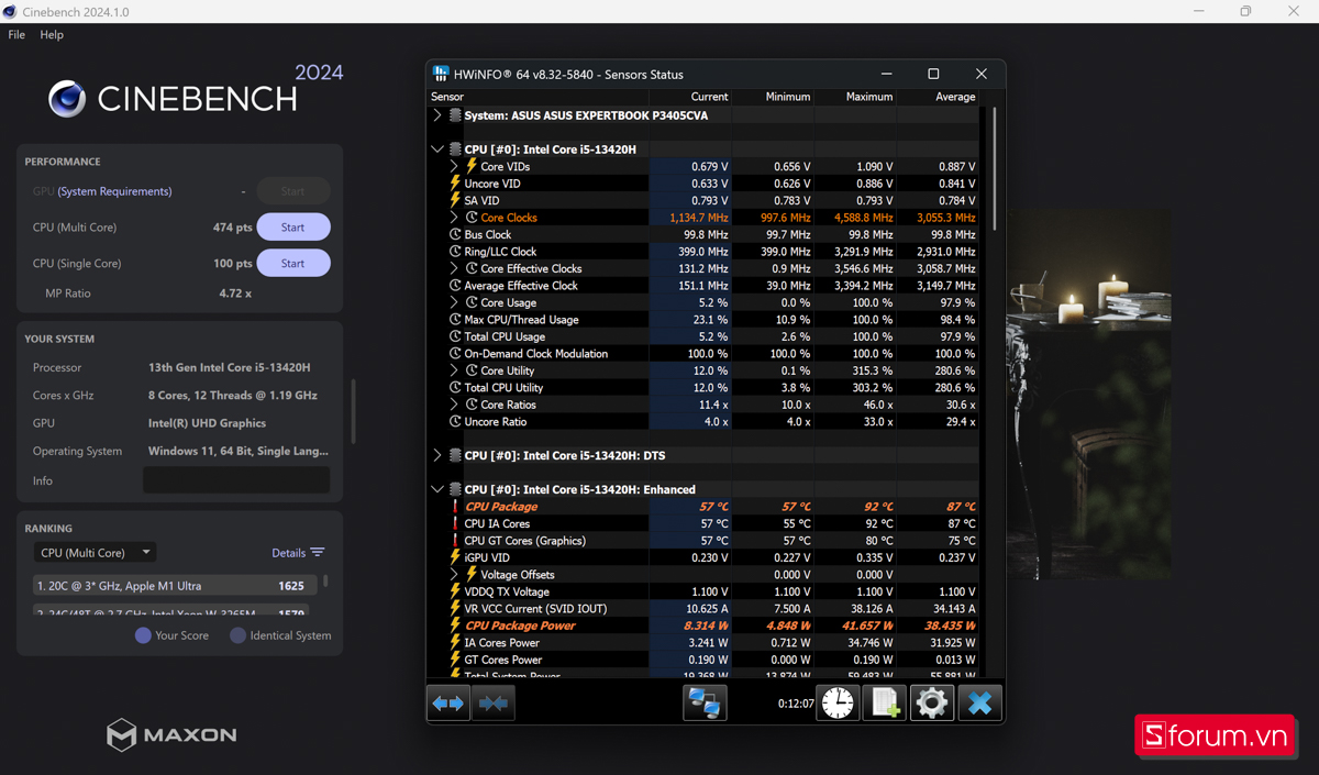 CInebench R24 trên ASUS ExpertBook P3