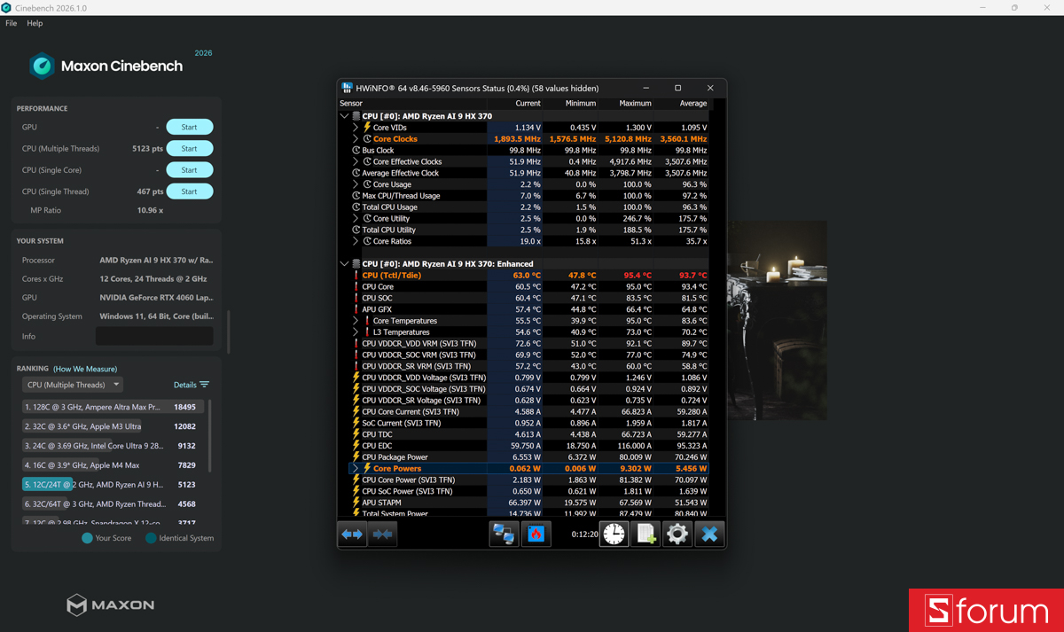 Cinebench R26 trên ASUS ProArt P16