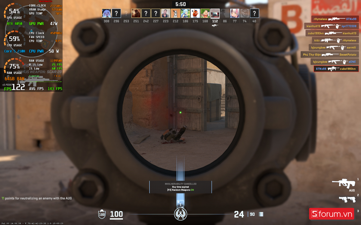 CSGO 2 trên ASUS TUF Gaming F16