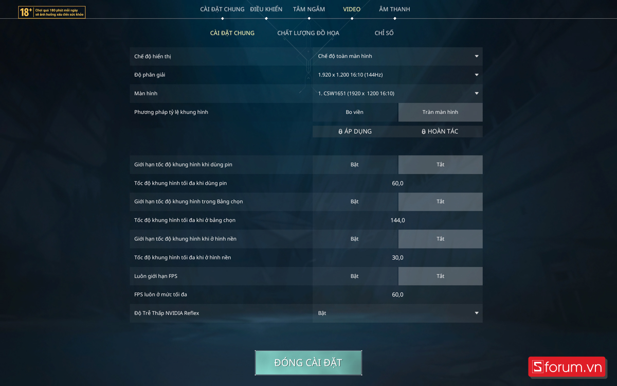 Valorant trên ASUS TUF Gaming F16