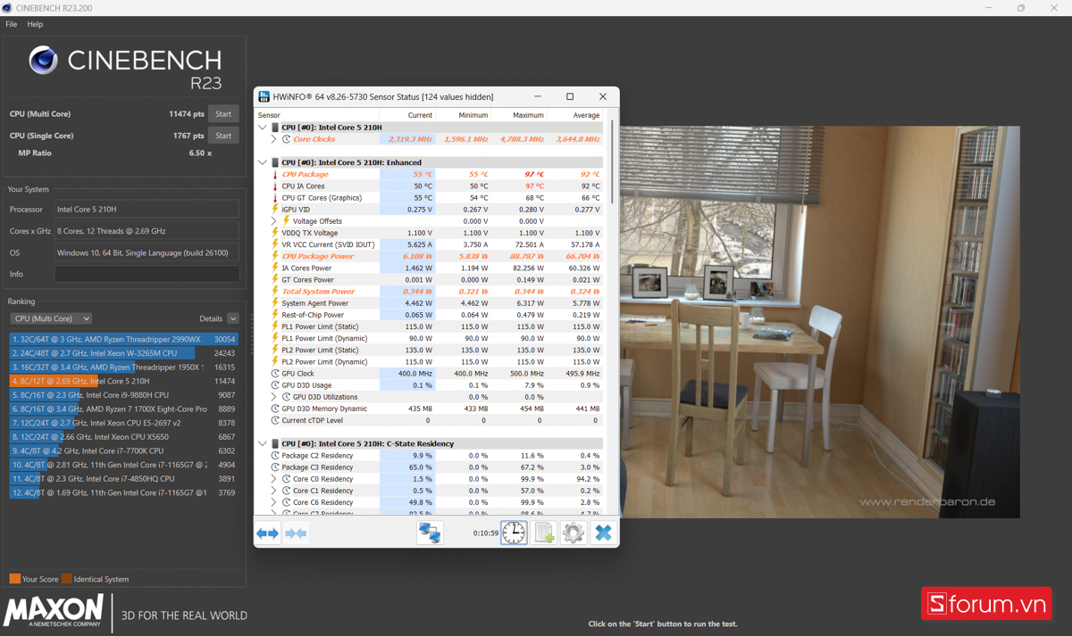 Cinebench R23 ASUS TUF Gaming F16