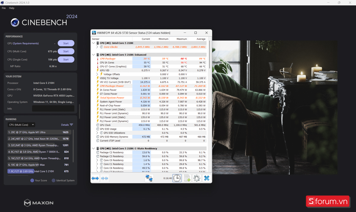 Cinebench R24 ASUS TUF Gaming F16