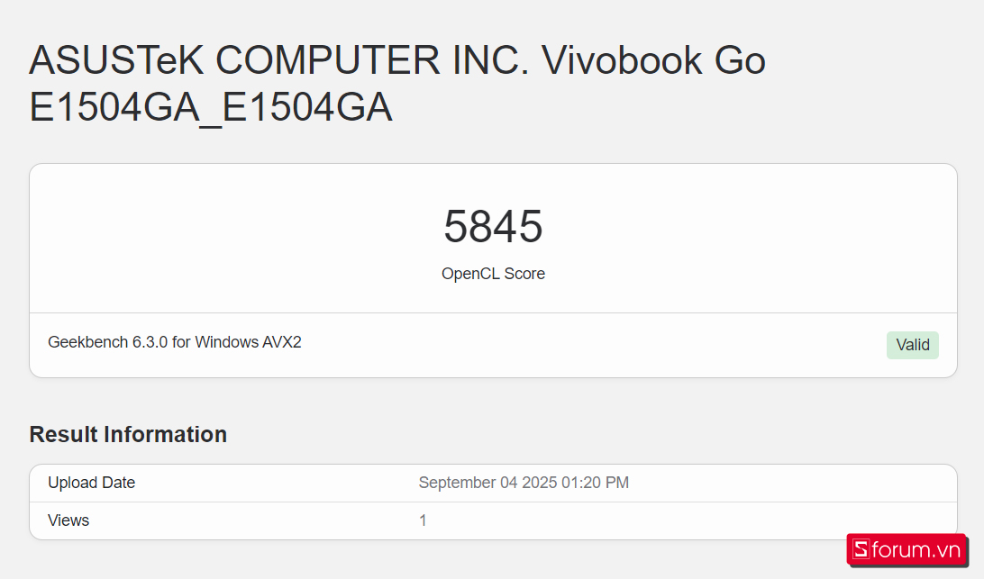 Geekbench 6 trên ASUS VivoBook Go 15