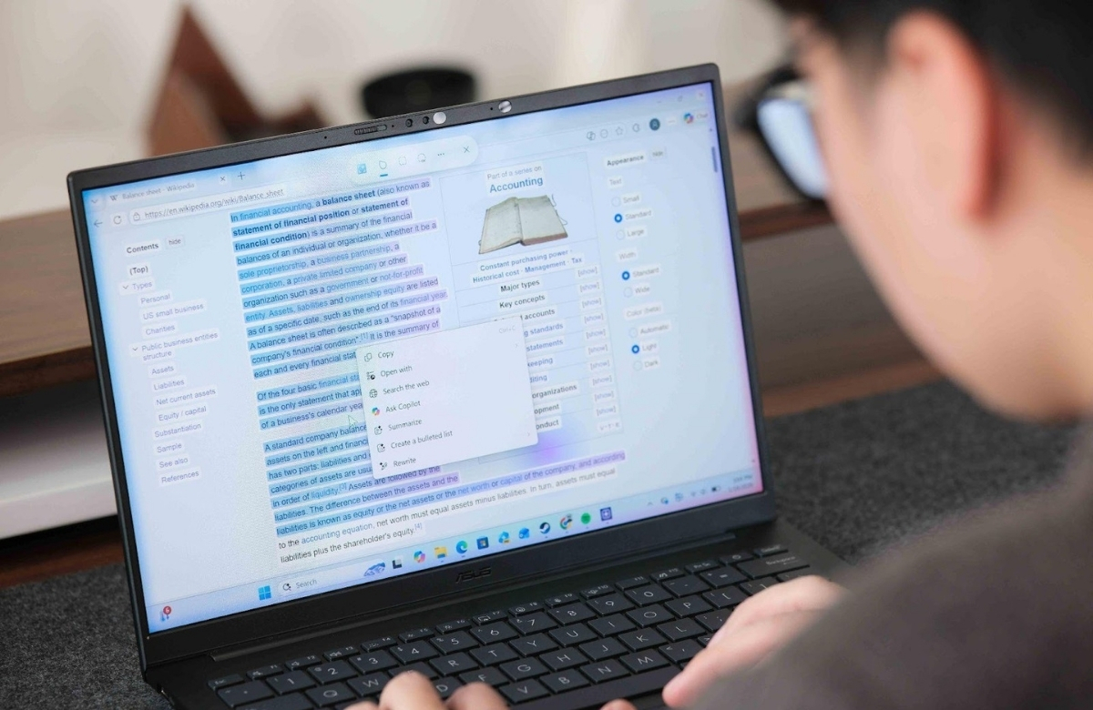 Tính năng AI trên ASUS Zenbook 14