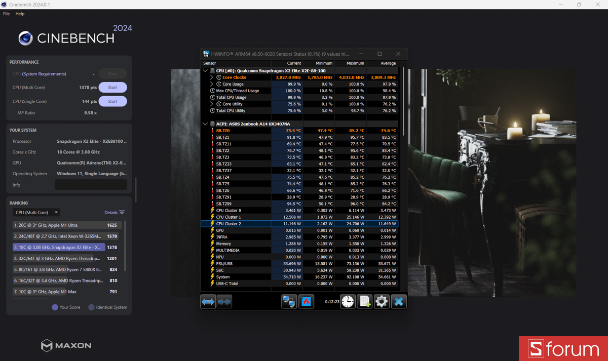 Cinebench R24 trên ASUS ZenBook A14 UX3407NA
