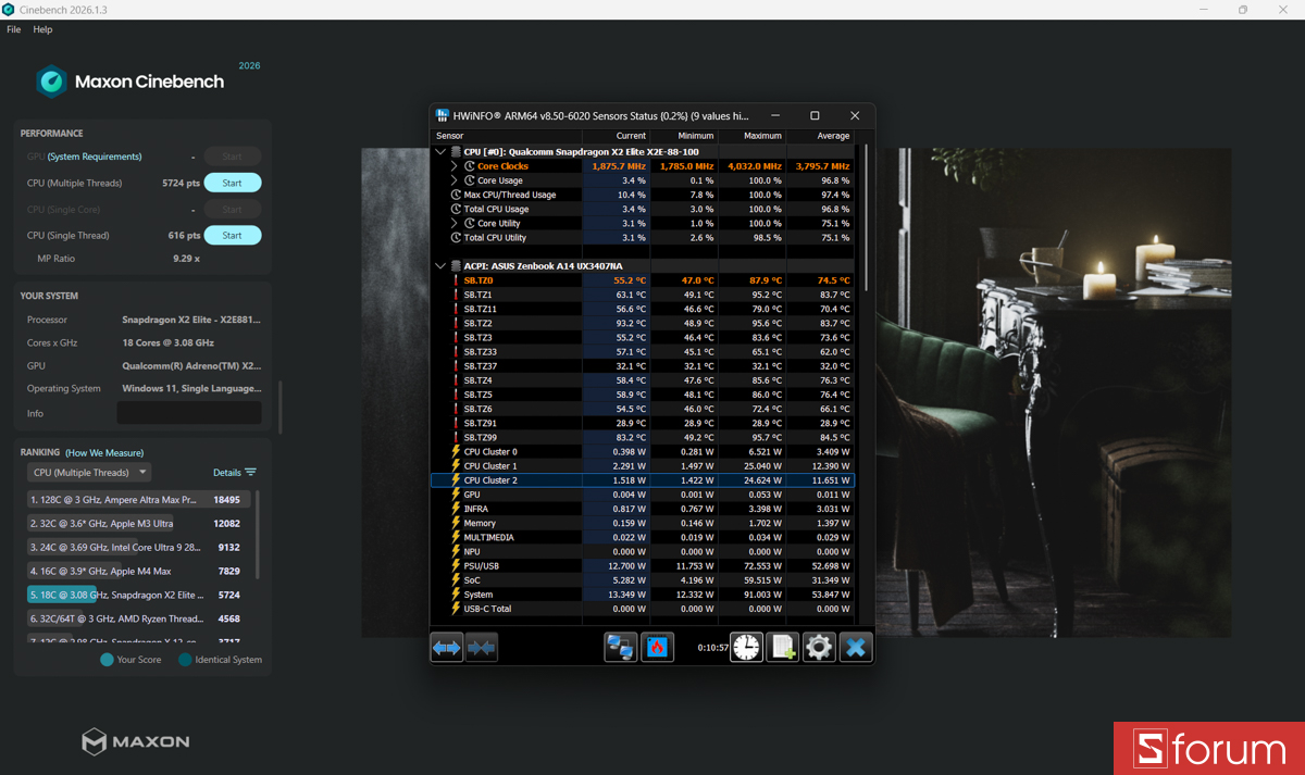Cinebench R26 trên ASUS ZenBook A14 UX3407NA
