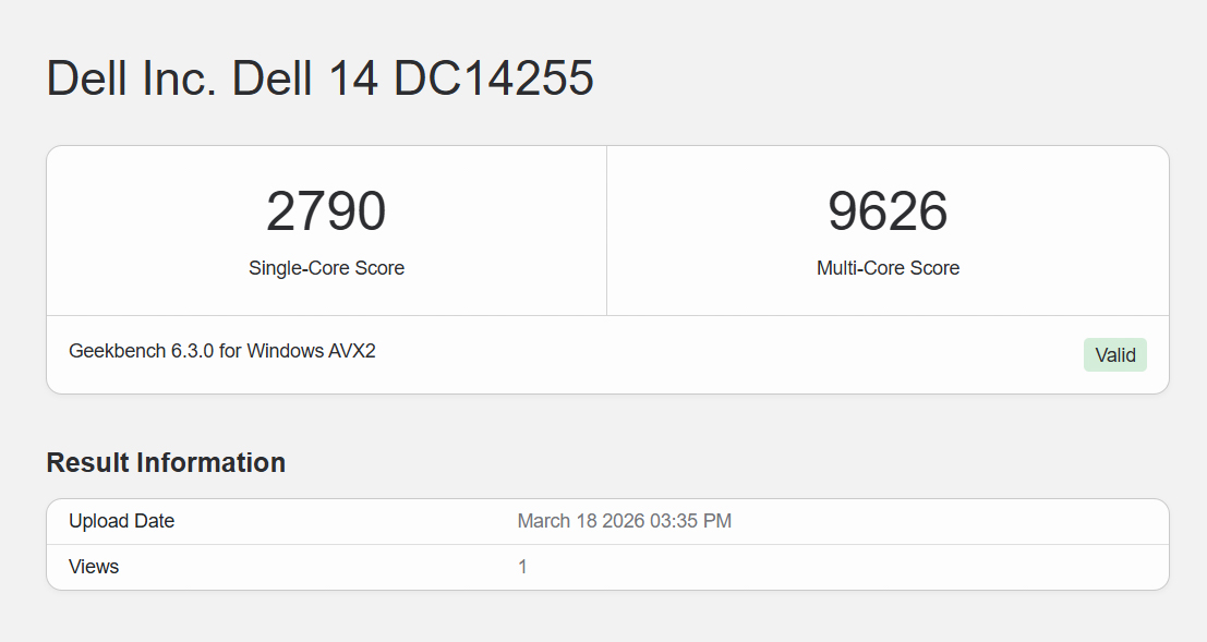 Geekbench 6 trên Dell 14