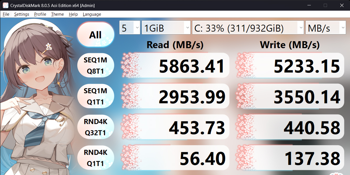 CrystalDiskMark trên Dell 14