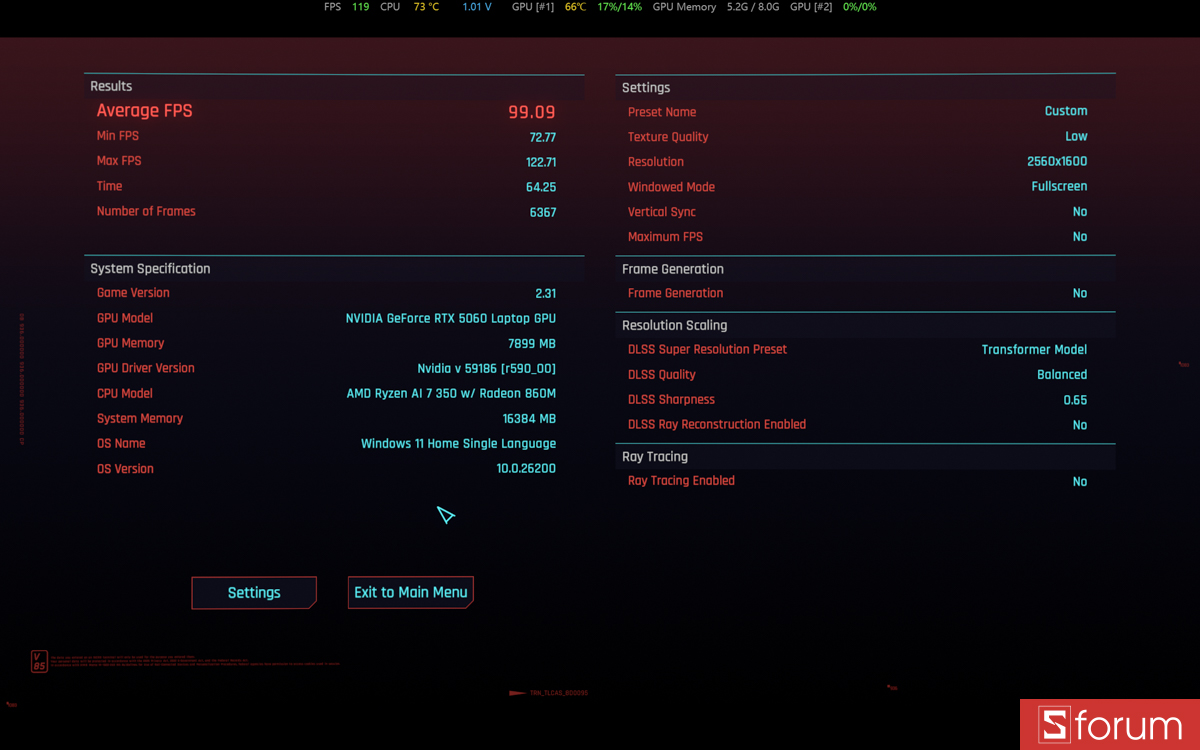 Cyberpunk 2077 trên Gigabyte Aero X16