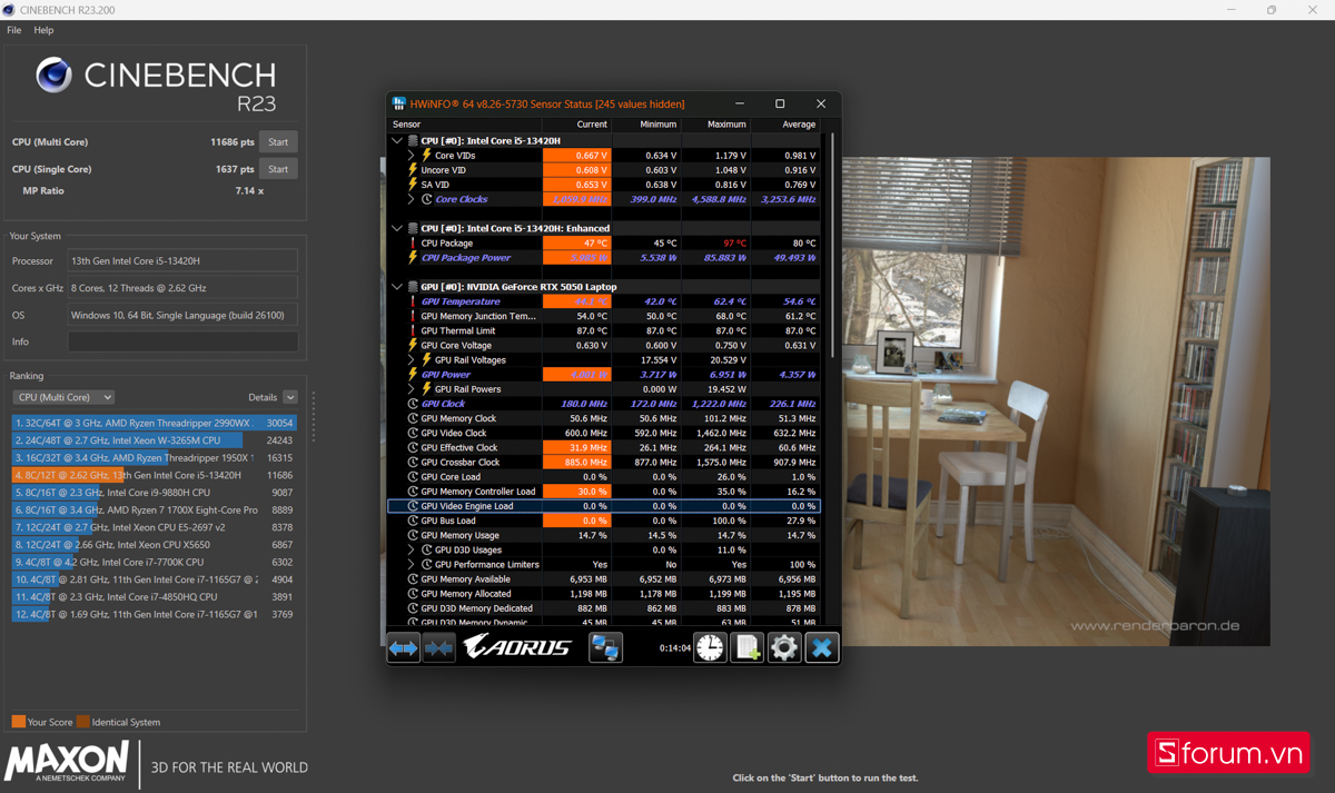 Cinebench R23 Gigabyte Gaming A16