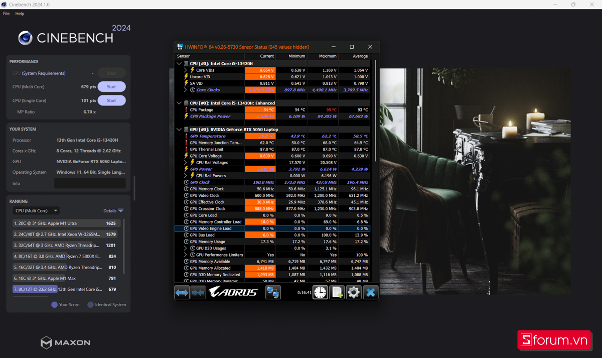 Cinebench R24 Gigabyte Gaming A16