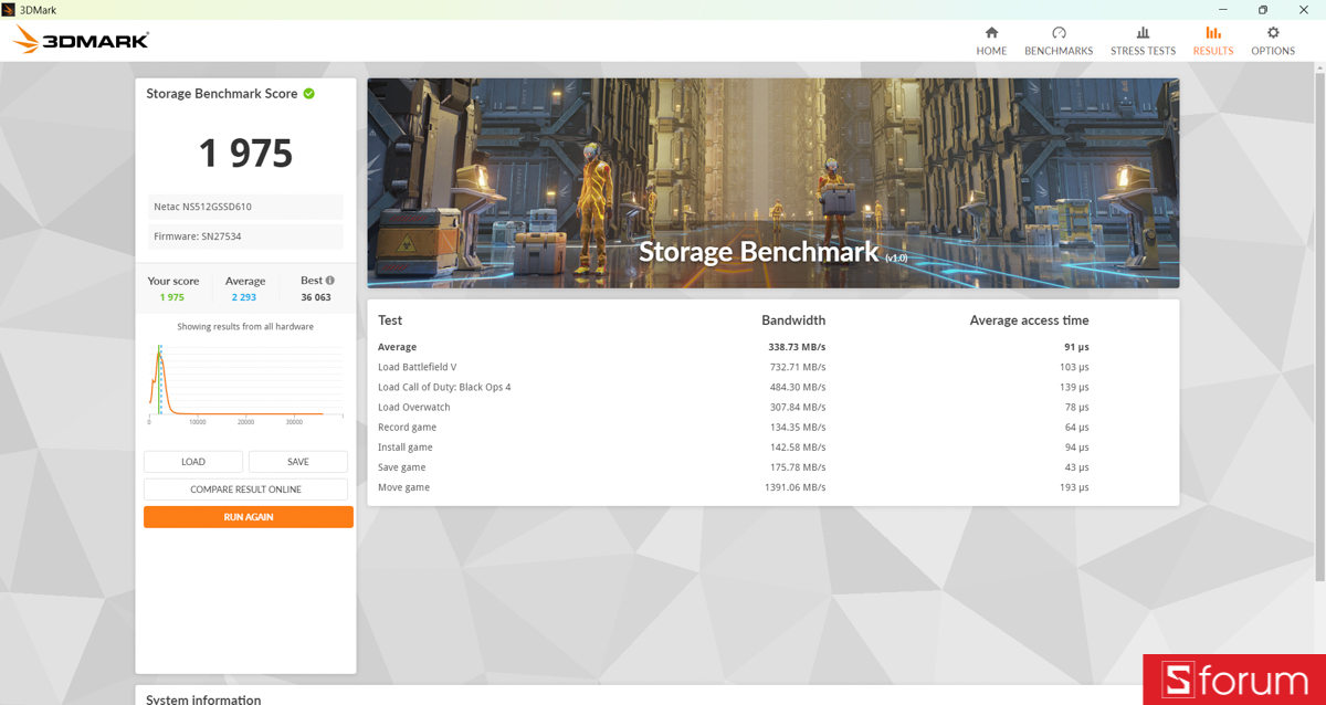 3DMark Storage Benchmark trên Acer Gaming Aspire 7 2026