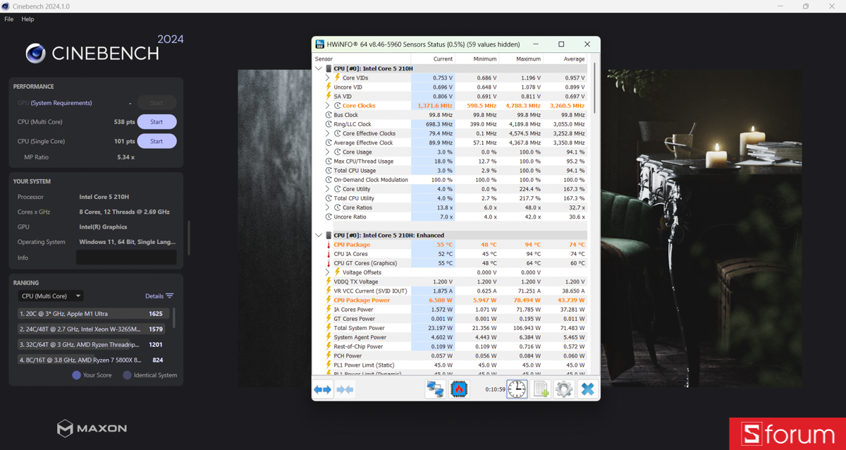 Cinebench R24 trên Acer Gaming Aspire 7 2026