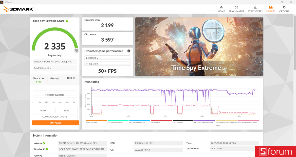 3DMark trên Acer Gaming Aspire 7 2026