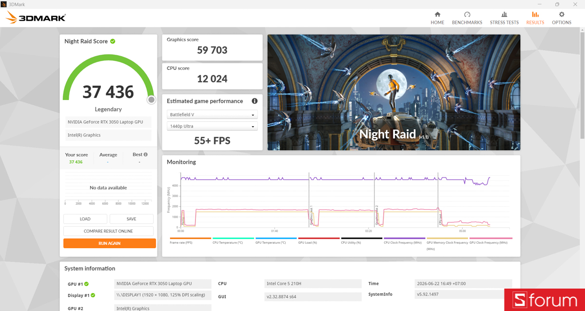 3DMark trên Acer Gaming Aspire 7 2026
