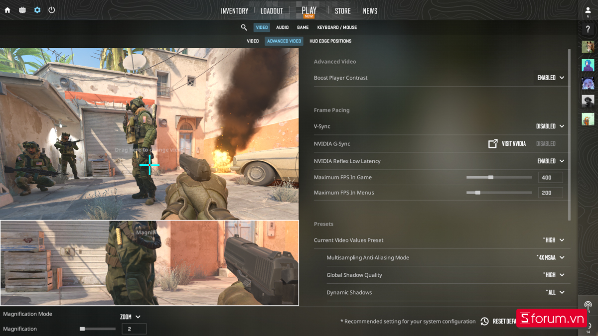 CSGO 2 trên Acer Nitro V 15 ProPanel