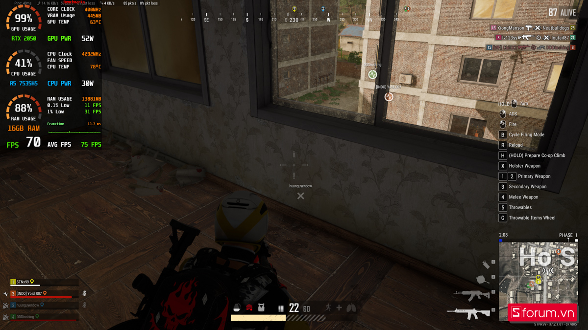 PUBG trên Acer Nitro V 15 ProPanel