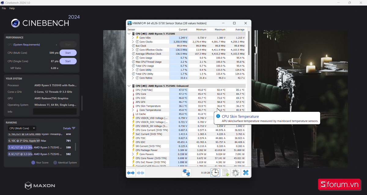 Cinebench R24 Acer Nitro V 15 ProPanel