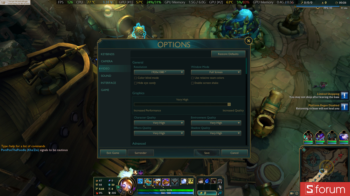 Liên minh huyền thoại trên Acer Nitro V 15