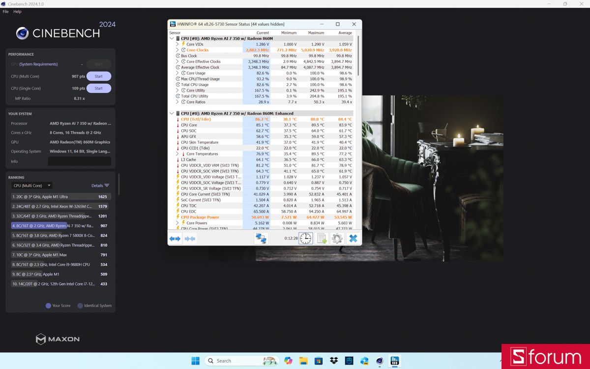 Cinebench R24 trên Acer Nitro V 16S AI ProPanel
