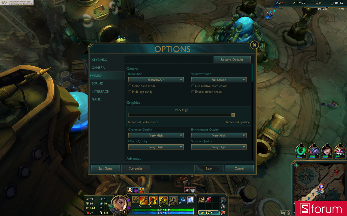 Liên minh huyền thoại trên Acer Nitro V 16S AI ProPanel