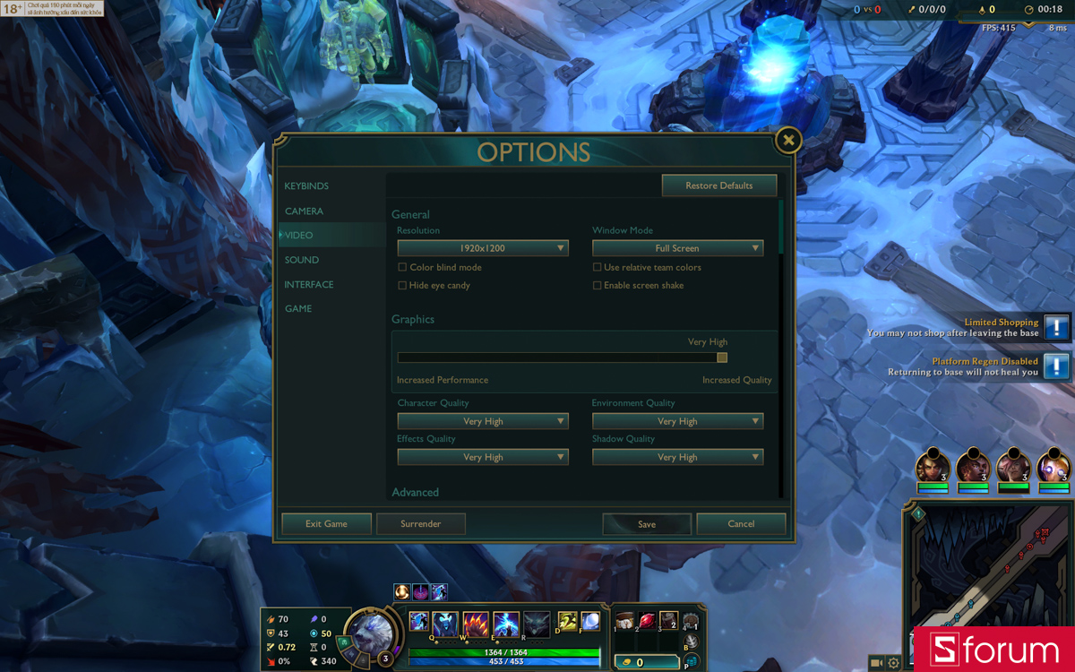 Liên minh huyền thoại trên Acer Nitro V 16S AI ProPanel