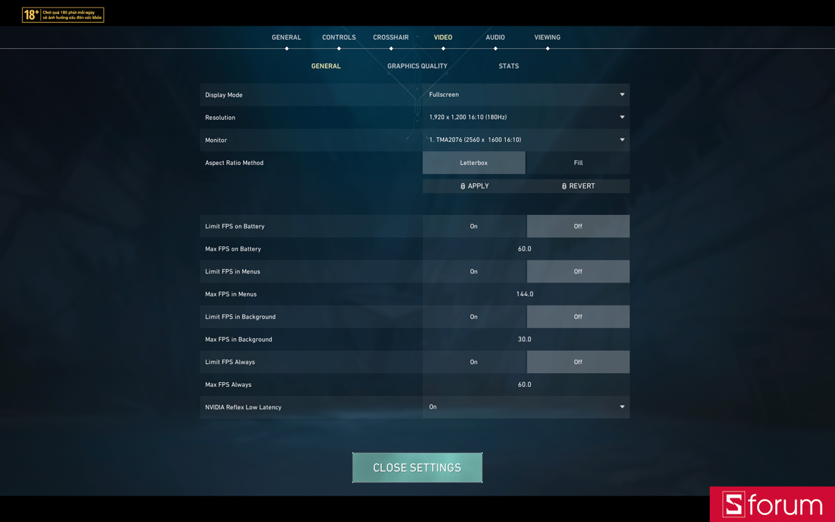 Valorant trên Acer Nitro V 16S AI ProPanel