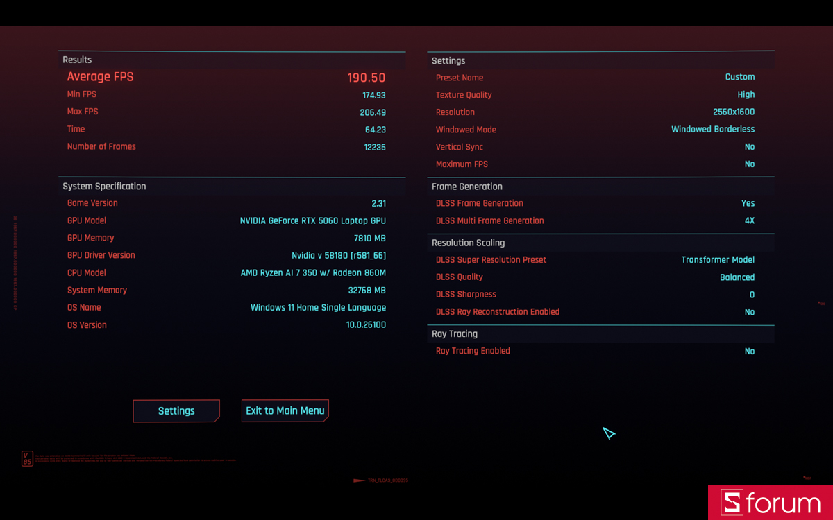 Cyberpunk 2077 trên Acer Nitro V 16S AI ProPanel