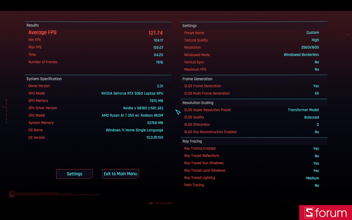 Cyberpunk 2077 trên Acer Nitro V 16S AI ProPanel