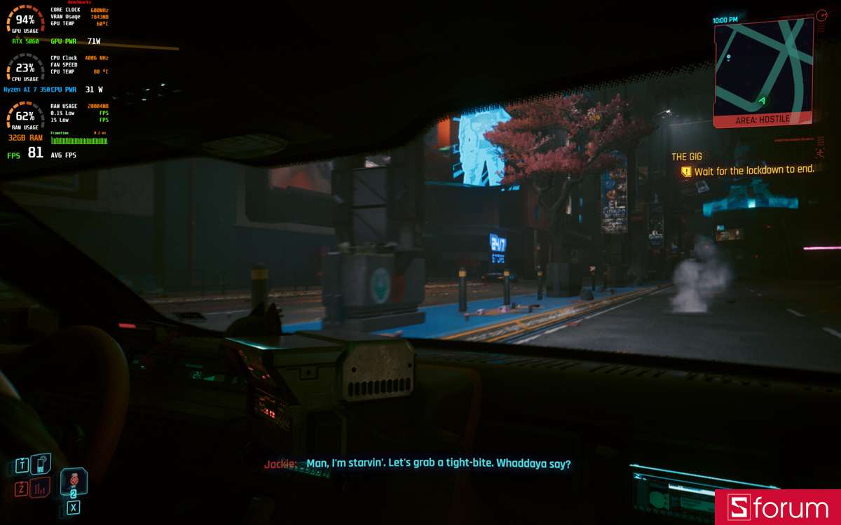 Cyberpunk 2077 trên Acer Nitro V 16S AI ProPanel