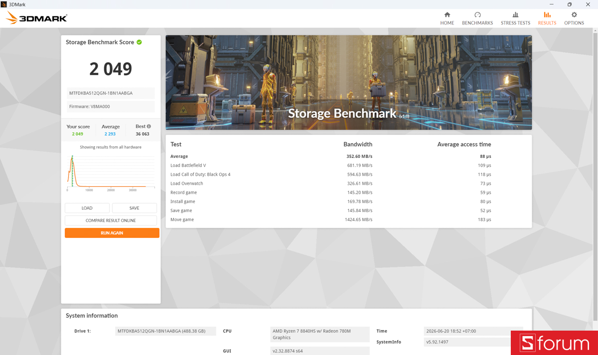 3DMark Storage Benchmark trên ASUS ExpertBook P3 G2
