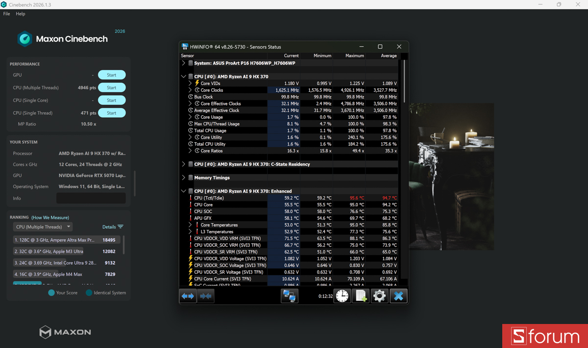 Cinebench R26 trên ASUS ProArt P16