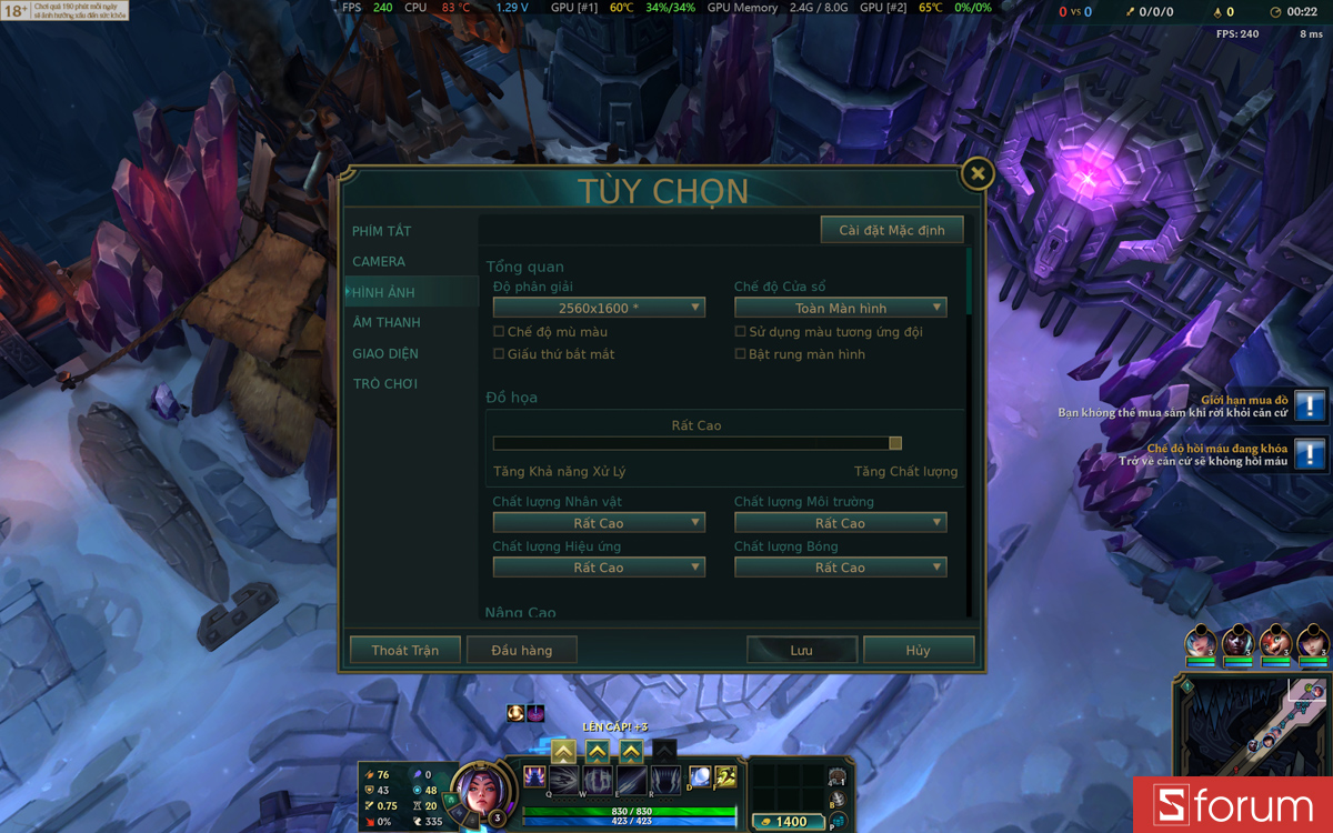 Liên minh huyền thoại trên ASUS ROG Strix G16 G614P