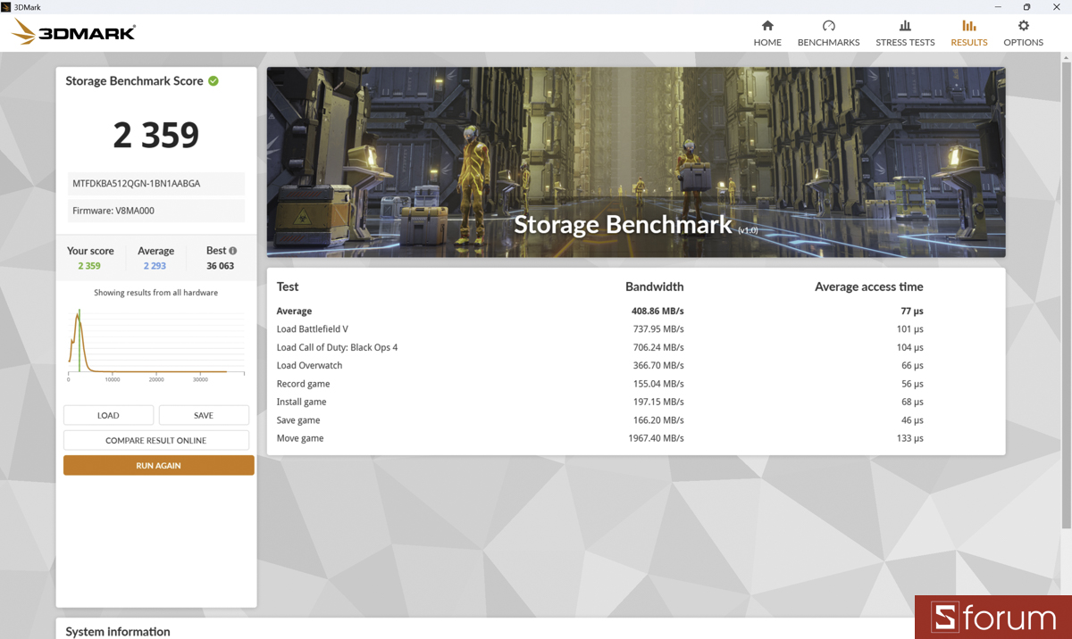 3DMark Storage Benchmark trên ASUS ROG Strix G16 G614PM