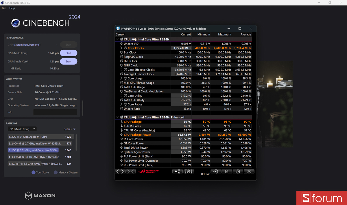 Cinebench R24 trên ASUS ROG Zephyrus G14 2026