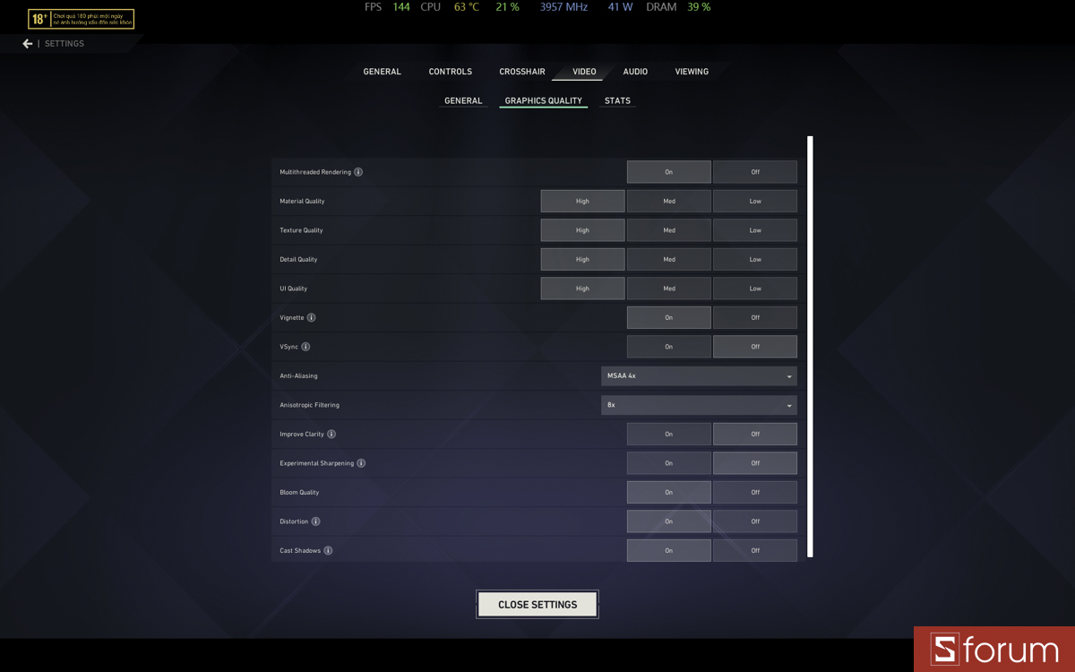 Valorant trên ASUS TUF Gaming 16 FX610JH