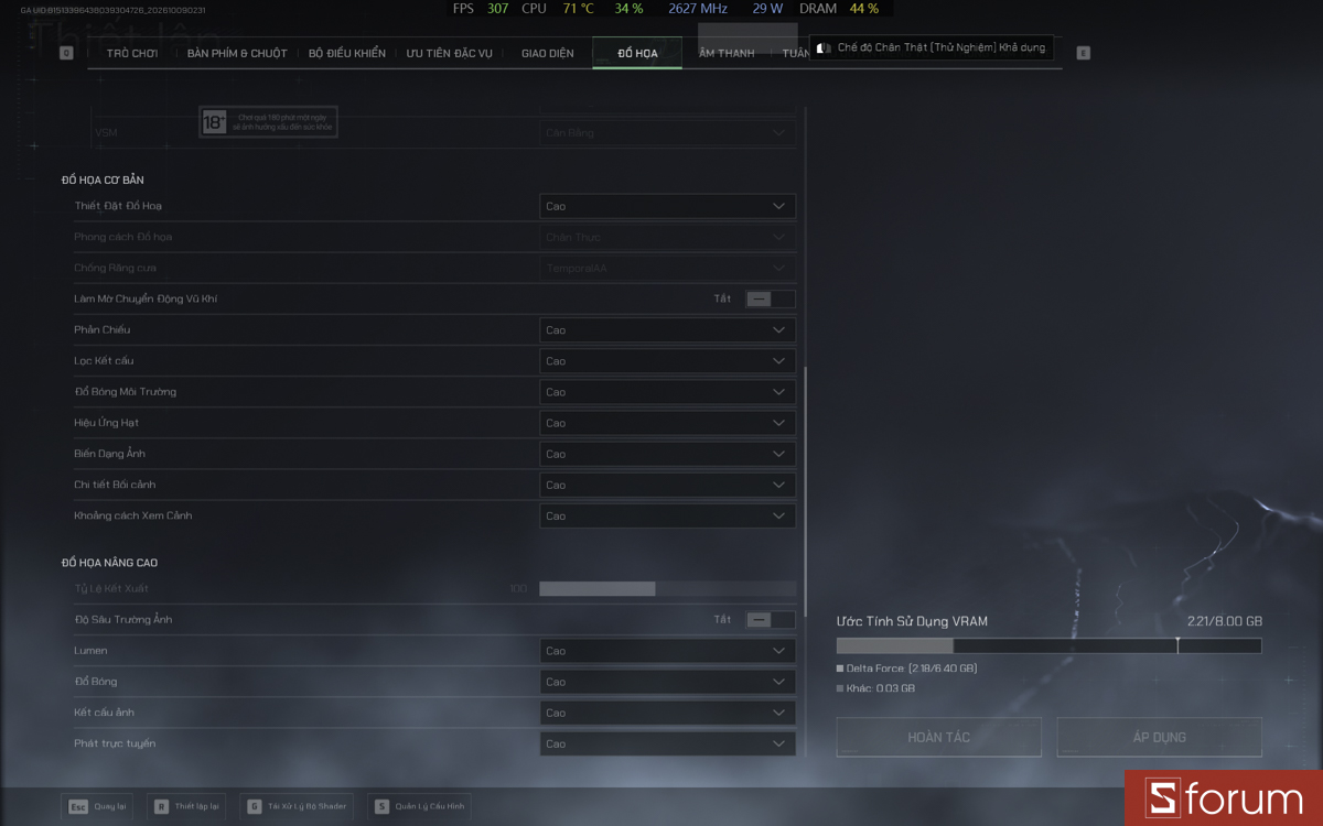 Delta Force trên ASUS TUF Gaming 16 FX610JH