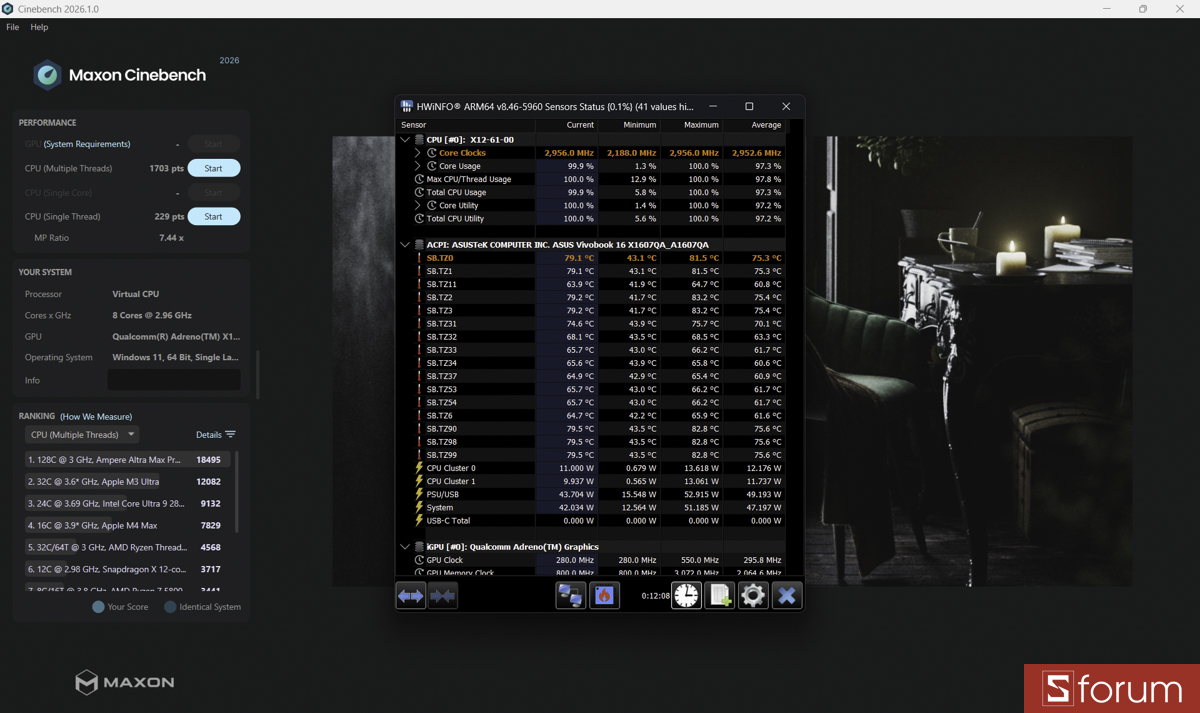 Cinebench R26 trên ASUS VivoBook 16 A1607QA