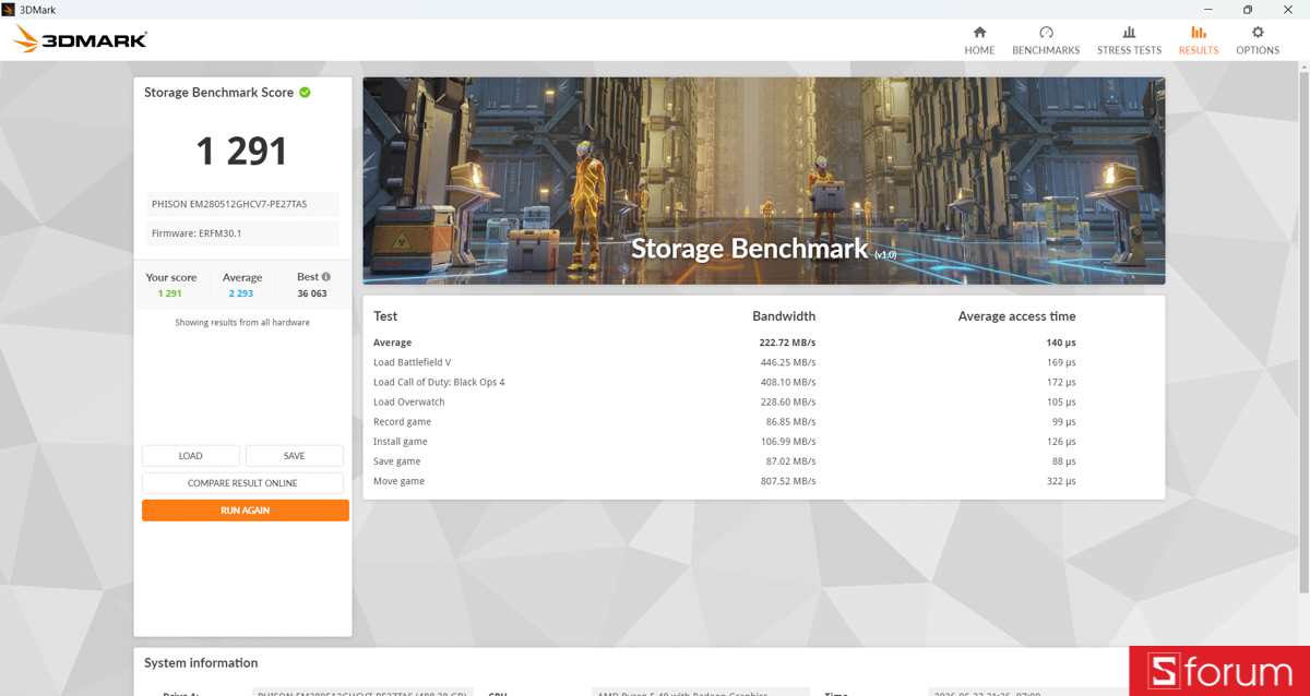 3DMark Storage Benchmark trên ASUS VivoBook Go 14