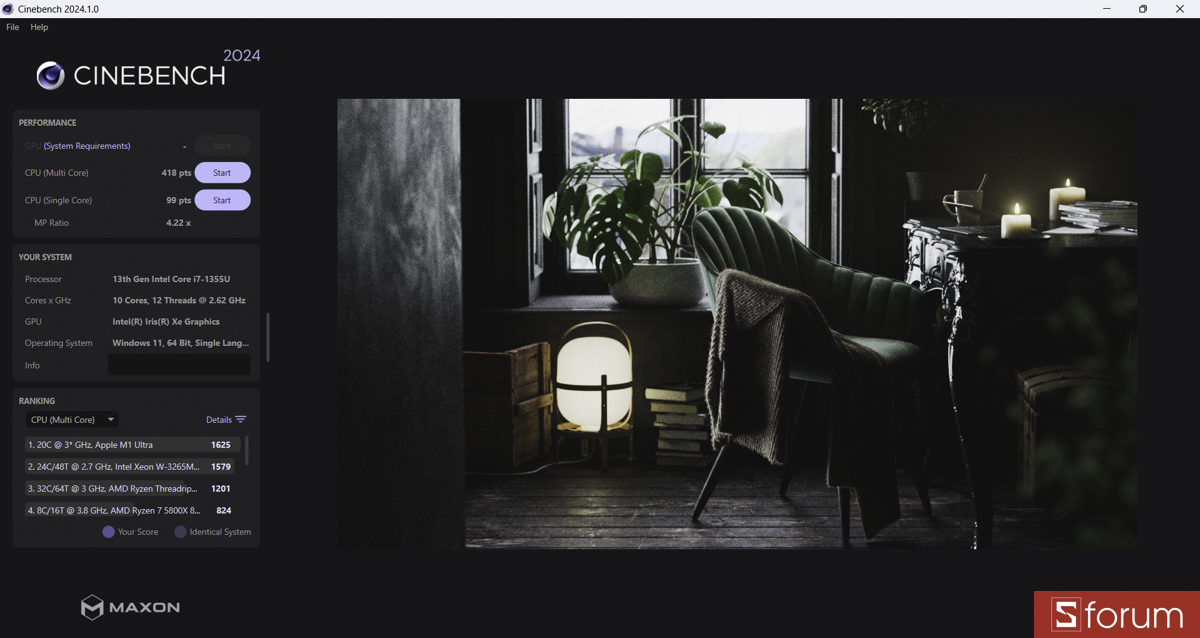 Cinebench R24 trên Dell Inspiron 15 3530