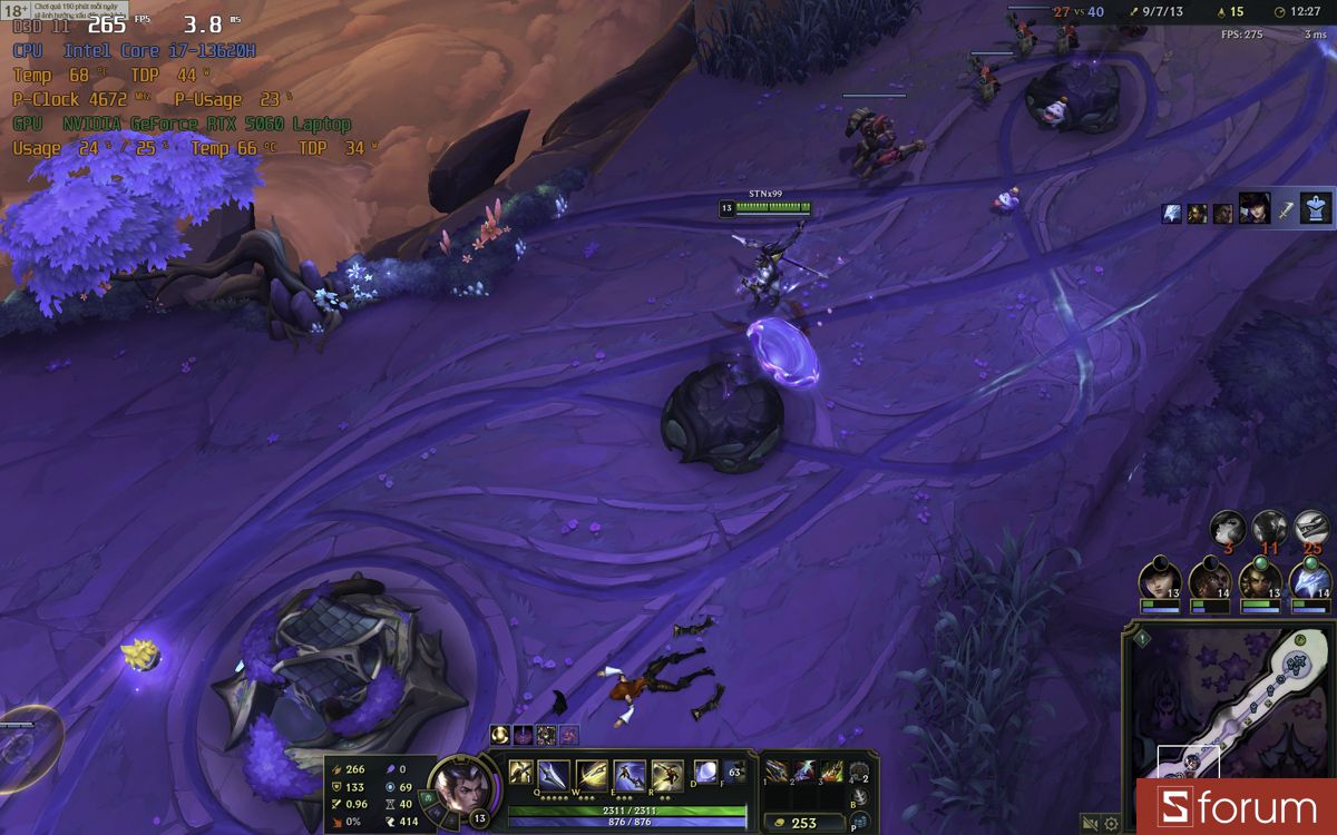 Liên minh huyền thoại trên Gigabyte Gaming A16